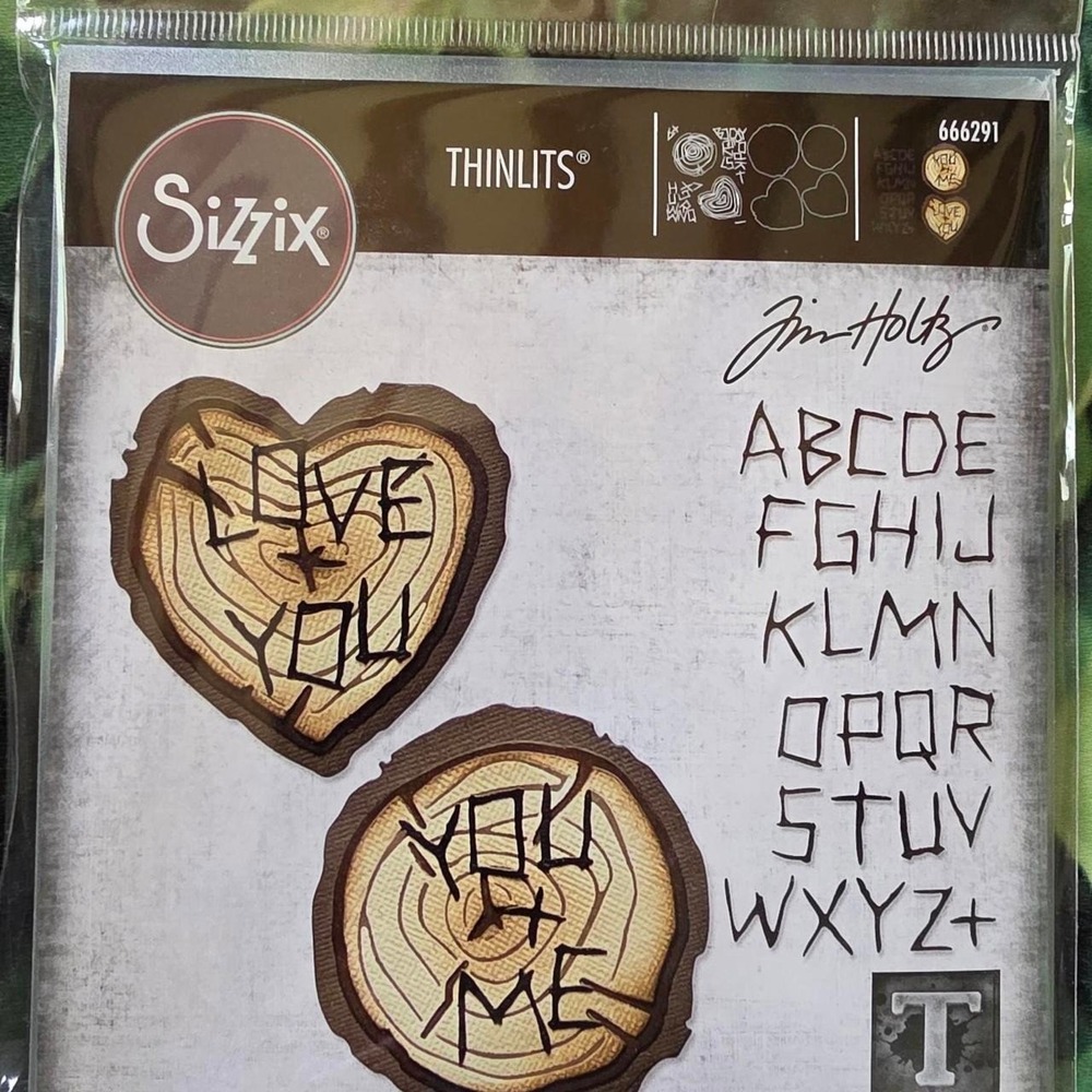 Tim Holtz Wood Slice Thinlits Die Set 666291 - Alphabet Letter Sizzix